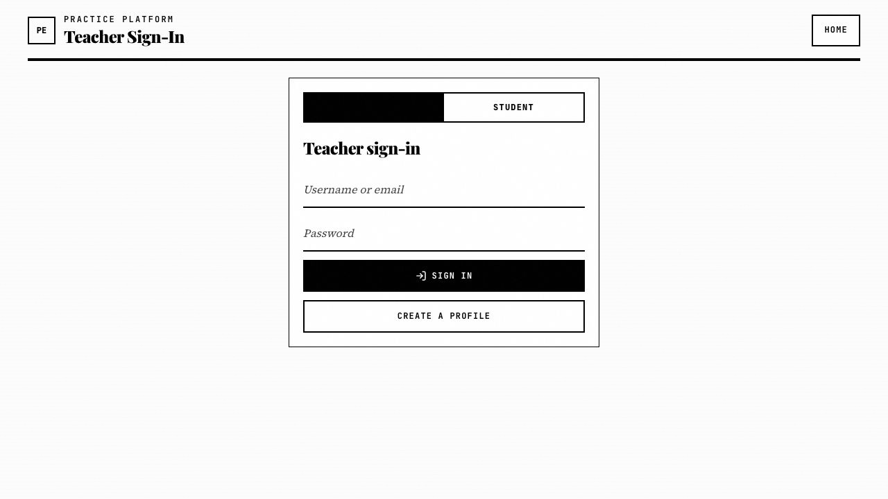 Login and dashboard pages for optional teacher and student accounts